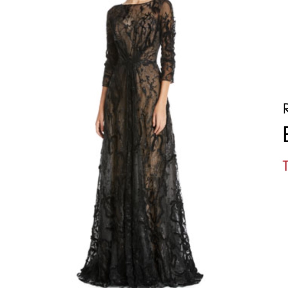 Rene Ruiz Embroidered Illusion Ball Gown in Navy Sz 14 (Sz 10 perhaps see below)